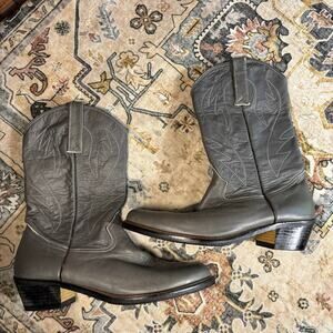 Hawkins Men's Leather Cowboy Boots Gray Quality Work Boots Size 11/12